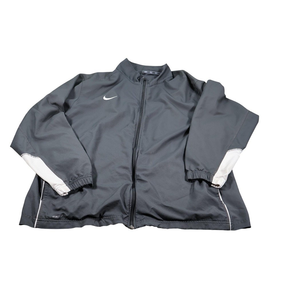 Nike Dri-FIT Jacket‎ Mens 2XL Gray Track Full Zip Lightweight Athletic Running